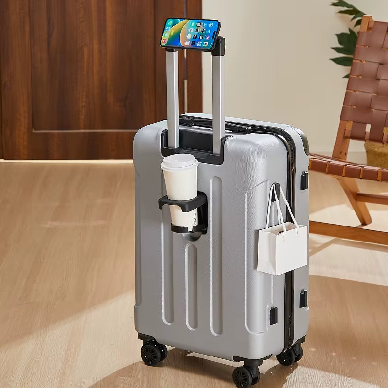 20-28 Inch Luggage Suitcase with Wheels Travel Bag Featuring Cup Holder and Phone Stand - Essential Travel Companion for Safety