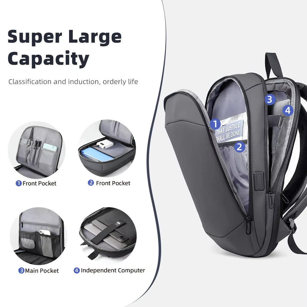 Men'S Expandable Backpack Multifunction 17.3Inch Laptop Bag Fashion Waterproof Travel Backpack Lightweight Business Bag