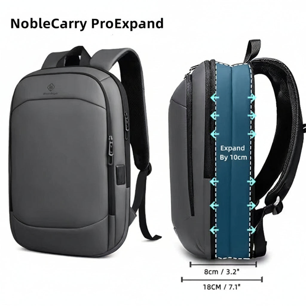 Men'S Expandable Backpack Multifunction 17.3Inch Laptop Bag Fashion Waterproof Travel Backpack Lightweight Business Bag
