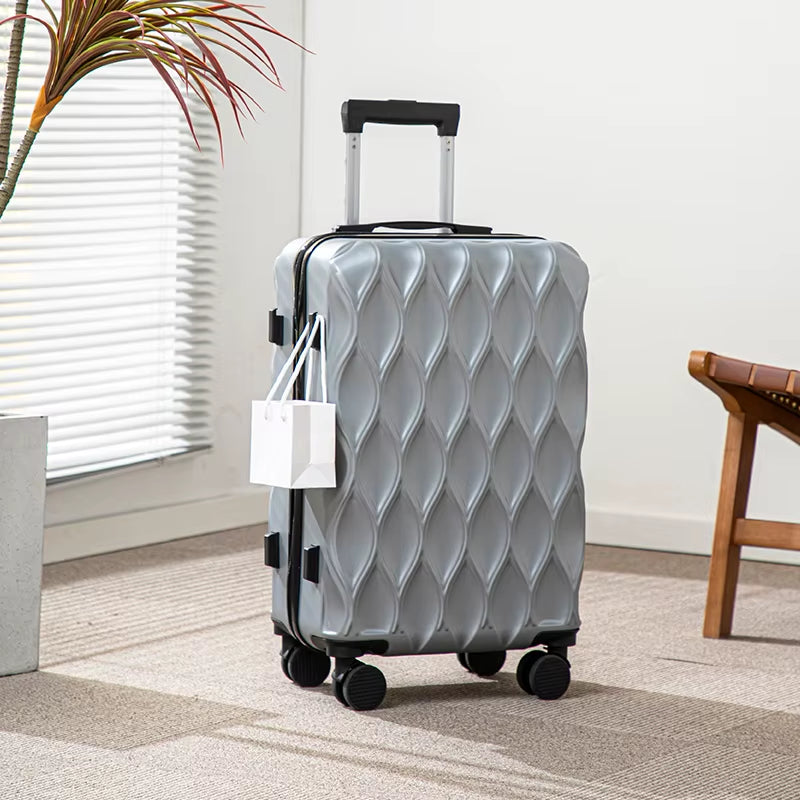 Waveline 17-25 Inch Luggage Rolling Suitcase Wave Pattern Stylish Travel Bag Large Capacity Rolling Suitcase Travel Bag