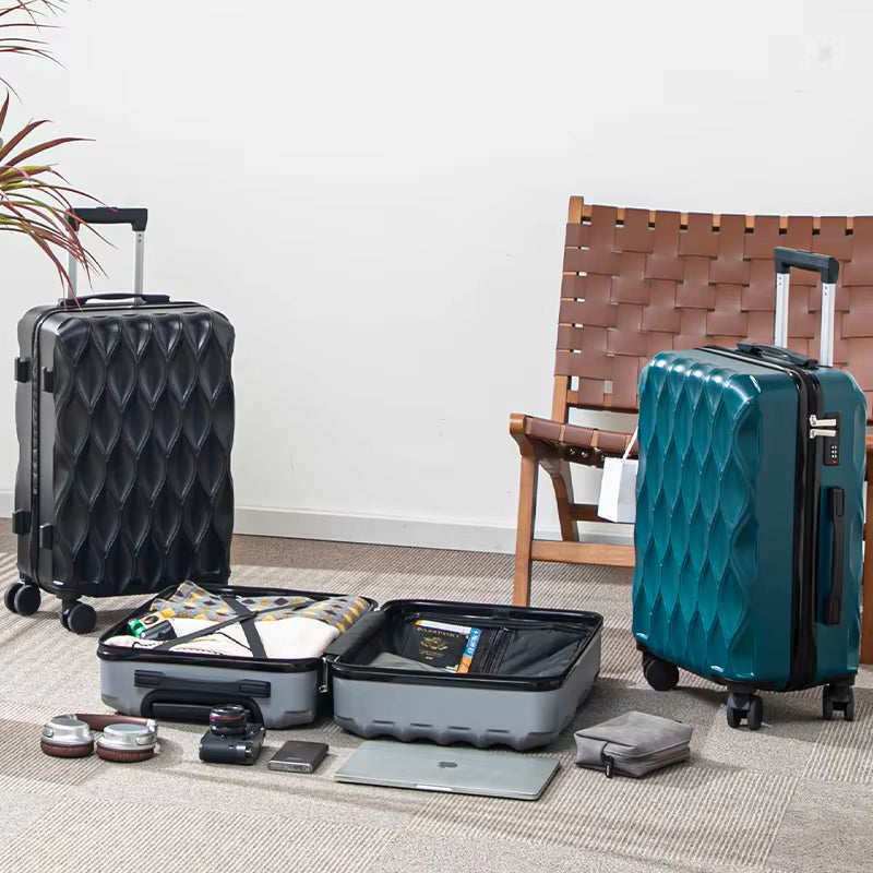 Waveline 17-25 Inch Luggage Rolling Suitcase Wave Pattern Stylish Travel Bag Large Capacity Rolling Suitcase Travel Bag