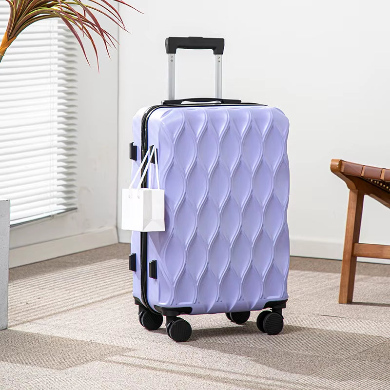 Waveline 17-25 Inch Luggage Rolling Suitcase Wave Pattern Stylish Travel Bag Large Capacity Rolling Suitcase Travel Bag