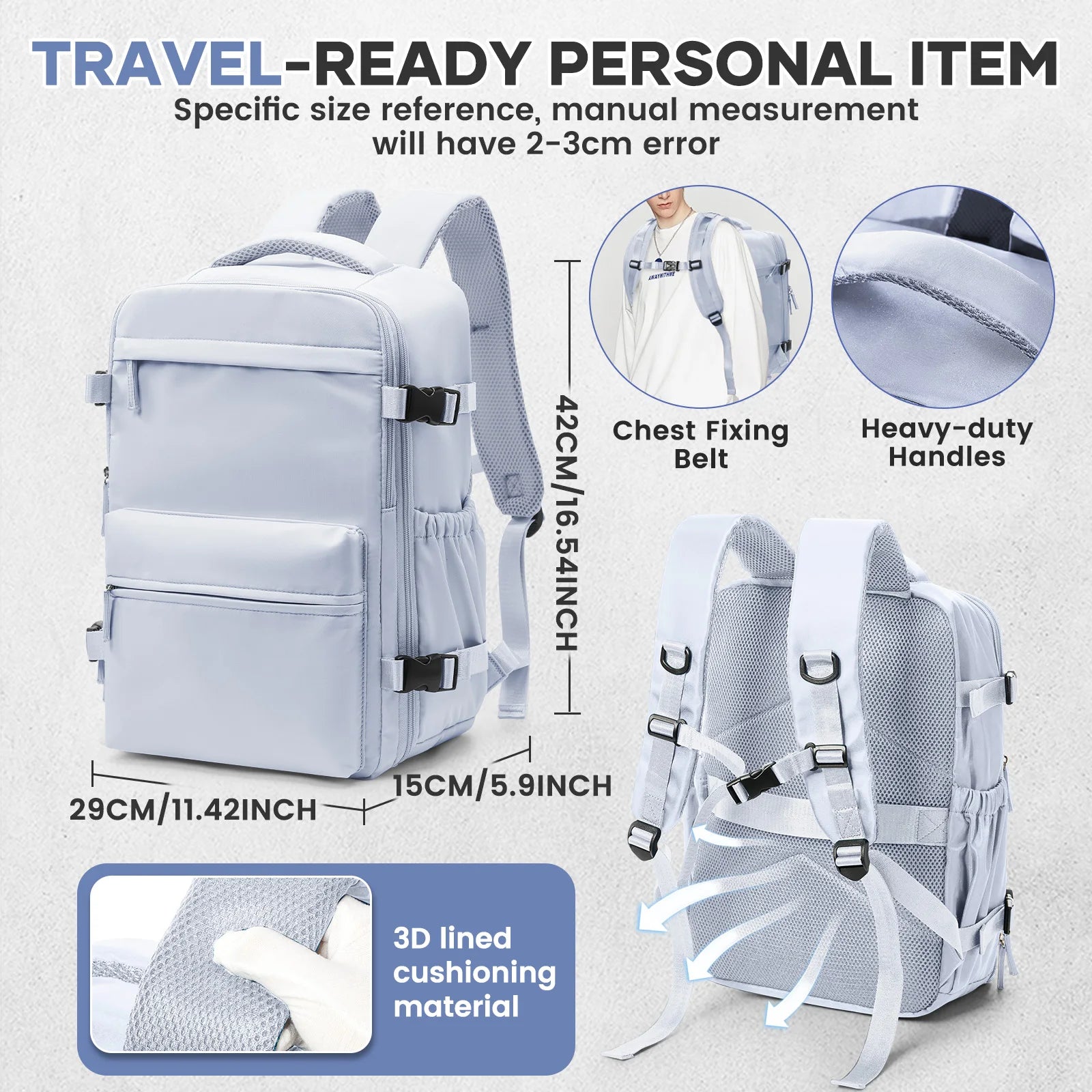 Vacuum Compression Backpack with Pump, Wizzair Easyjet Cabin Bag Travel Backpack for Women Men, Airplane Hand Luggage Laptop Bag