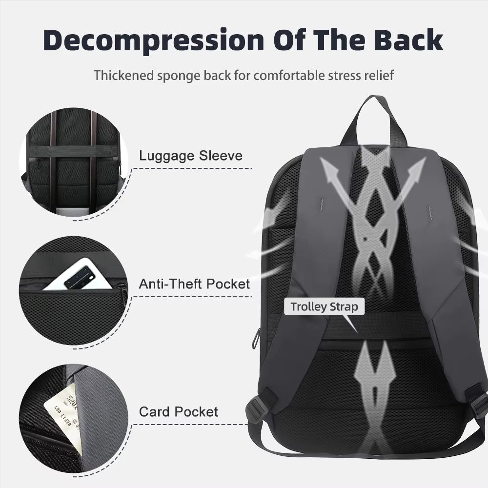 Men'S Expandable Backpack Multifunction 17.3Inch Laptop Bag Fashion Waterproof Travel Backpack Lightweight Business Bag