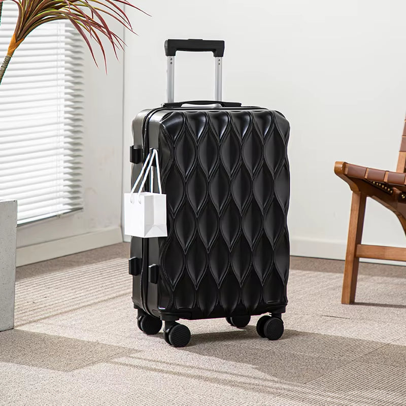Waveline 17-25 Inch Luggage Rolling Suitcase Wave Pattern Stylish Travel Bag Large Capacity Rolling Suitcase Travel Bag